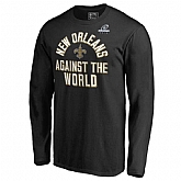 Men's Saints Black 2018 NFL Playoffs Against The World Long Sleeve T-Shirt,baseball caps,new era cap wholesale,wholesale hats